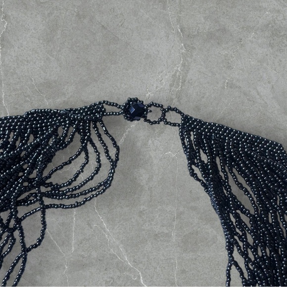 ✅Vintage Multi-Strand Black Seed Bead Statement Necklace - Picture 6 of 12